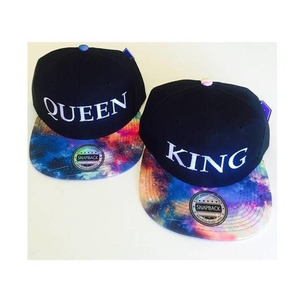 King and Queen Snapbacks Galaxy Print Snapbacks Couple Snapback Couple Hats